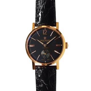 【REVUE THOMMEN 梭曼】復古典雅小秒針紳士機械腕錶 黑面x鱷魚皮帶/37mm(17082.3567)
