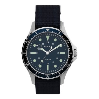 【TIMEX】越野軍風帆布帶腕錶-銀X藍(TW2T75400)