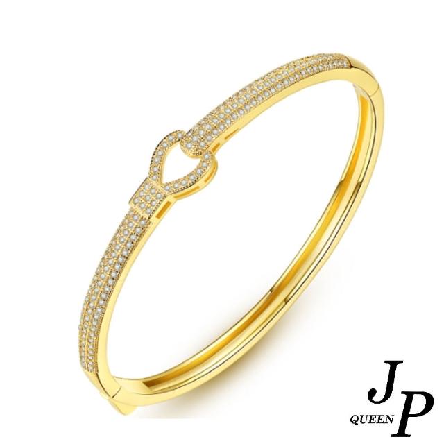 【Jpqueen】奢華低調閃亮鋯石愛心鏤空手環(2色可選)