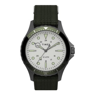 【TIMEX】越野軍風帆布帶腕錶-黑X綠(TW2T75500)