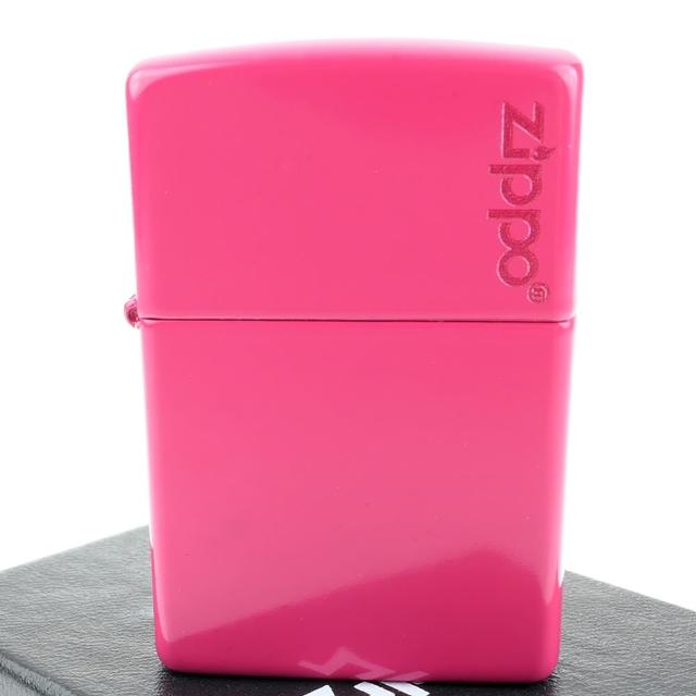 【Zippo】美系~Frequency Hot Pink-桃紅色烤漆-LOGO字樣打火機