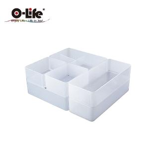 【O-Life】堆疊式整理收納盒-6入組-B-016(辦公用品 收納盒 收納櫃 抽屜櫃)