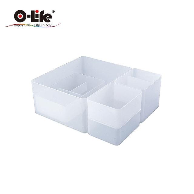 【O-Life】堆疊式整理收納盒-5入組-B-014(辦公用品 收納盒 收納櫃 抽屜櫃)