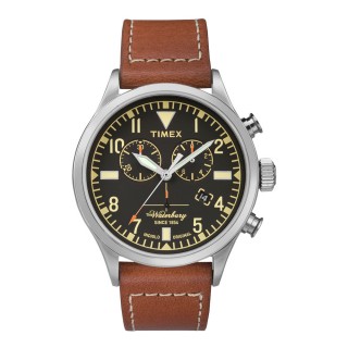 【TIMEX】160周年刻劃時代計時皮帶腕錶-銀黑x卡其(TW2P84300)