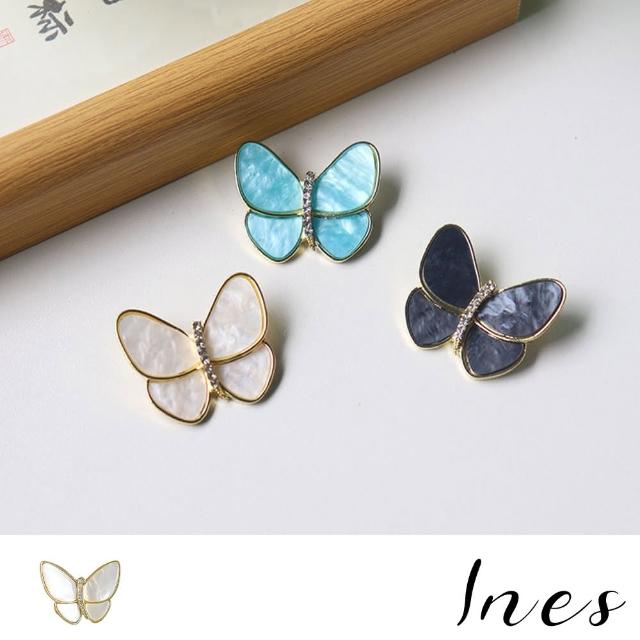 【INES】蝴蝶胸針/法式復古優雅蝴蝶造型胸針(白)