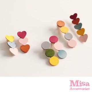 【MISA】糖果色髮夾 木質髮夾/韓國設計糖果色彩法式木質幾何形狀造型髮夾(6款任選)