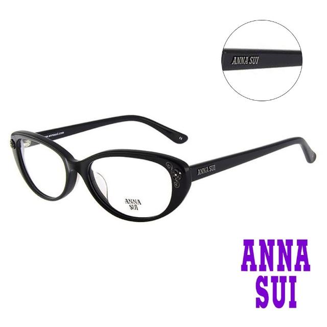 【ANNA SUI 安娜蘇】金屬時尚水鑽薔薇造型眼鏡-黑(AS622-001)