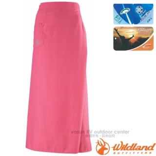 【Wildland 荒野】中性涼感紗抗UV防曬裙.遮陽罩衫.快乾透氣長裙(W1808-20 玫瑰紅)