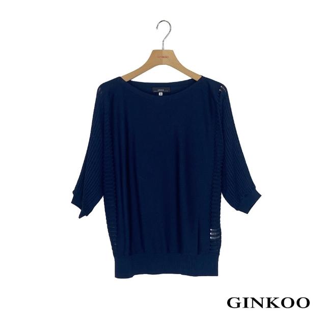 【GINKOO 俊克】飛鼠袖橫條針織上衣