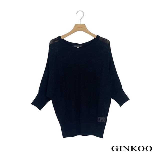 【GINKOO 俊克】飛鼠袖斜紋針織上衣