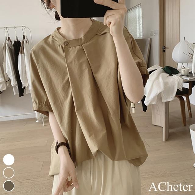 【ACheter】不規則褶皺棉麻寬鬆上衣#113190現貨+預購(3色)
