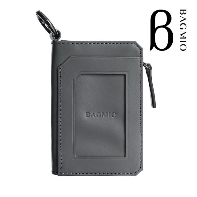 【BAGMIO】雙卡雙色鑰匙零錢包(灰黑)