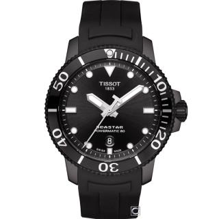 【TISSOT 天梭 官方授權】Seastar 海星80小時 動力 300米潛水機械錶 手錶 母親節 禮物(T1204073705100)