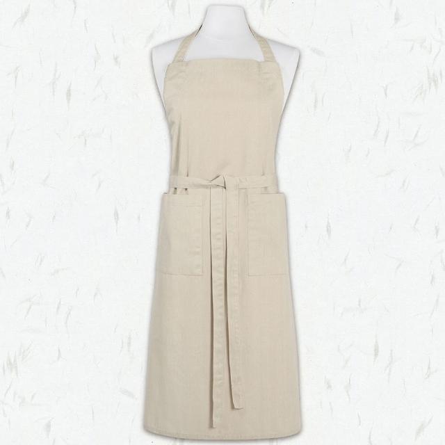 【DANICA】Heirloom平口雙袋圍裙 米灰(廚房圍裙 料理圍裙 烘焙圍裙)