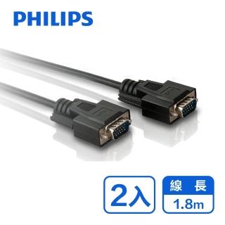 【Philips 飛利浦】2入組!!1.8m VGA高畫質延長傳輸線(SWX2112)