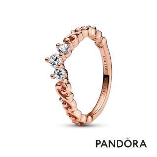 【Pandora 官方直營】高雅旋紋皇冠戒指-鍍14k玫瑰金