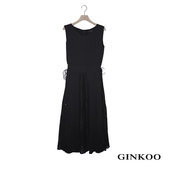 【GINKOO 俊克】腰側抽繩花朵洋裝
