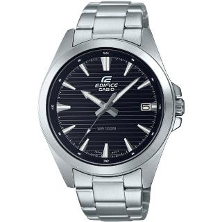 【CASIO 卡西歐】EDIFICE 簡約運動風大三針手錶-黑 考試手錶 畢業禮物(EFV-140D-1A)