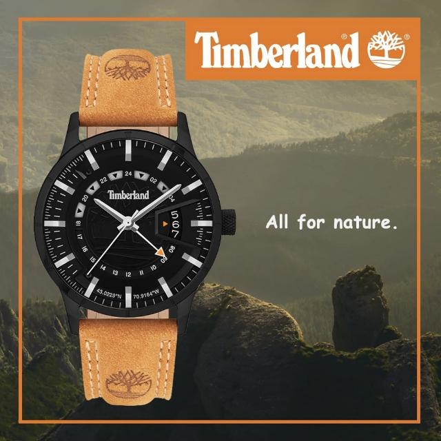 【Timberland】時尚兩地時間手錶-卡其/42mm 畢業禮物(TDWGB2201504)
