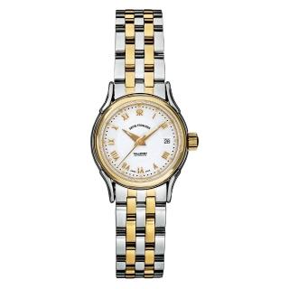 【REVUE THOMMEN 梭曼】華爾街系列 女士自動機械腕錶 銀面x間金鍊帶/25mm(20501.2142)