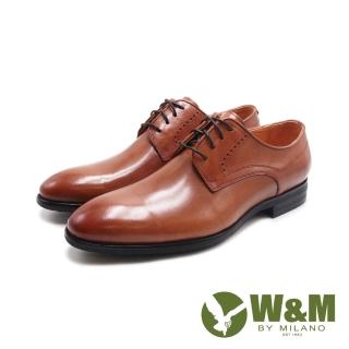 【W&M】男 經典壓線商務正裝鞋 男鞋(淺棕色)