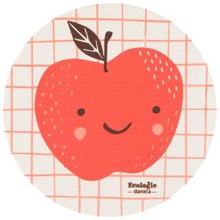 【DANICA】Ecologie圓形瑞典環保抹布 微笑蘋果(洗碗布 廚房抹布 清潔布 擦拭布 環保材質抹布)