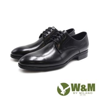 【W&M】男 經典壓線商務正裝鞋 男鞋(黑色)