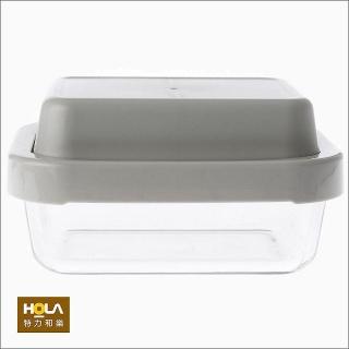 【HOLA】二合一耐熱微烤玻璃保鮮盒950ml 內含分隔保鮮盒350ml
