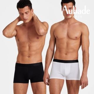 【Aubade】二件組長版頂級莫代爾棉 彈性四角男褲 平口褲(黑白-2212)