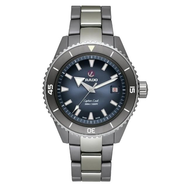 【Rado 雷達表】庫克船長系列 Captain Cook 300米高科技陶瓷潛水腕錶/43mm/R04(R32144202)