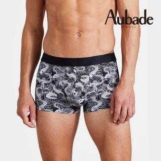 【Aubade】二件組長版頂級莫代爾棉 彈性四角男褲 平口褲(蛇與花-2211)