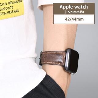 【吉米3C】Apple Watch S6/SE/5/4 42mm/44mm 瘋馬皮錶帶(贈保護殼)