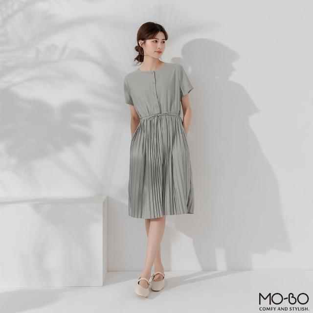 【MO-BO】親柔感雪紡壓褶洋裝(洋裝)