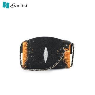 【Sarlisi】泰國進口真皮包包2022新款珍珠魚皮女包時尚輕奢鏈帶包雙拉鏈斜背包
