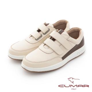 【CUMAR】時尚流行 貼心魔術貼休閒運動鞋(米色)