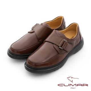 【CUMAR】舒適輕量 方便魔術貼商務鞋(咖啡色)