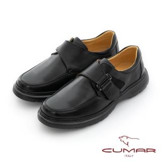 【CUMAR】舒適輕量 方便魔術貼商務鞋(黑色)