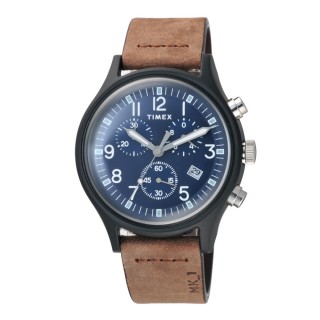 【TIMEX】雨林探索三眼計時皮帶腕錶-黑X咖啡(TW2T68000)
