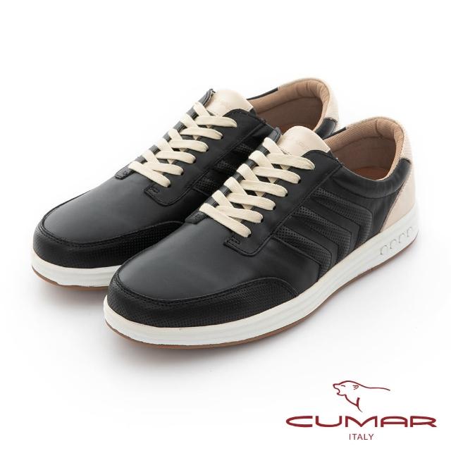 【CUMAR】時尚流行 帥氣綁帶休閒運動鞋(黑色)