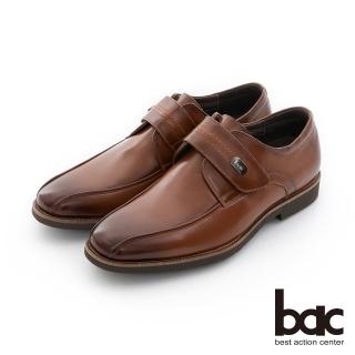 【bac】商務菁英 貼心魔術帶輕量紳士鞋(紅棕)