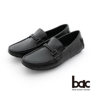 【bac】舒適真皮 英式馬克手工縫線開車鞋(黑色)