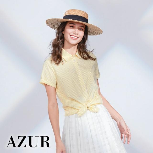 【AZUR】純棉細紋短袖襯衫-2色