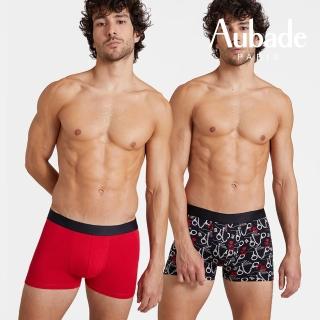 【Aubade】二件組長版頂級莫代爾棉 彈性四角男褲 平口褲(多款-2211.2213)