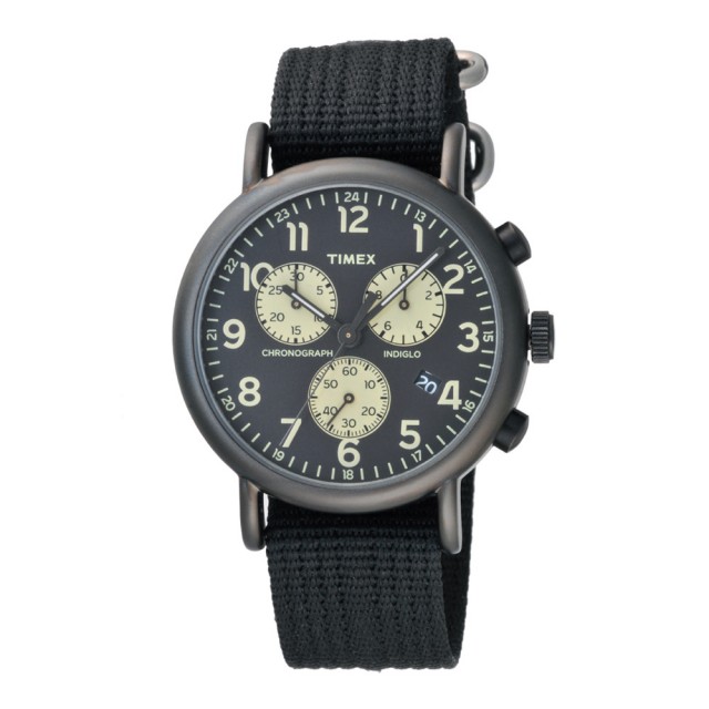【TIMEX】復古美式文學休閒腕錶-深灰框x黑帆布帶(TW2P71500)