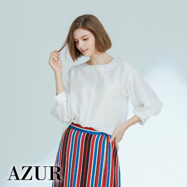 【AZUR】百搭素面剪裁圓領上衣-2色