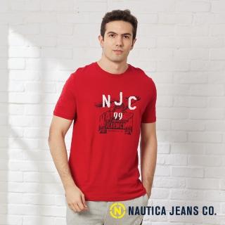 【NAUTICA】男裝 復古圖騰短袖T恤(紅色)