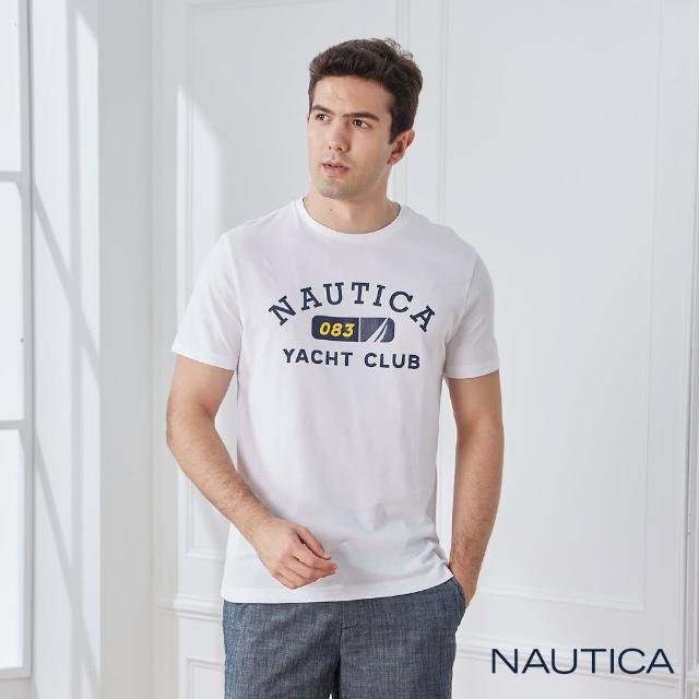 【NAUTICA】男裝 時尚LOGO旗語短袖T恤(白色)