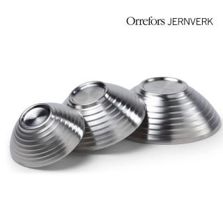 【Orrefors Jernverk】北歐不鏽鋼碗3入組(北歐百年餐廚 / 三種尺寸組合)