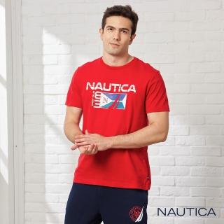 【NAUTICA】男裝 品牌LOGO旗語造型短袖T恤(紅色)