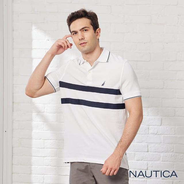 【NAUTICA】男裝 彈性休閒短袖POLO衫(白色)